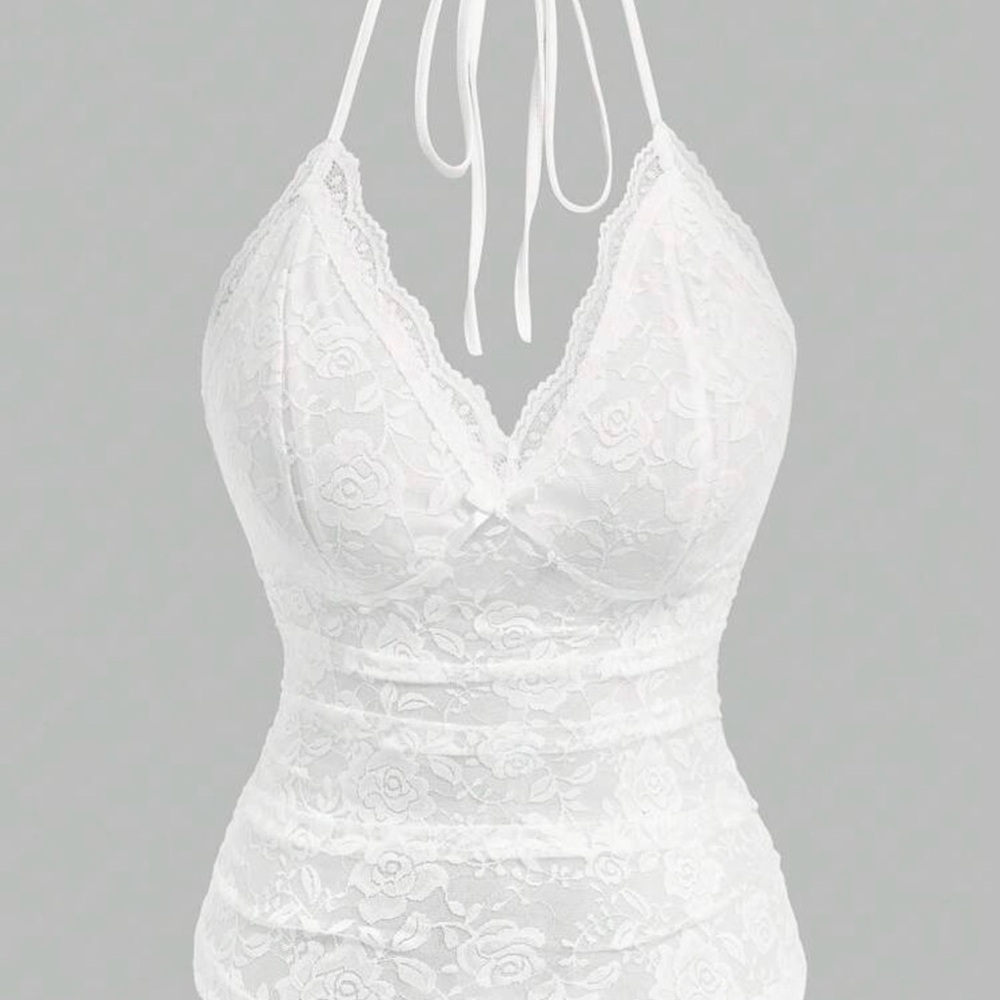SHEIN White Lace Halter Top